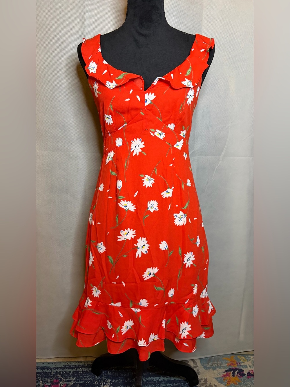 Sugarlips Red Floral Ruffle Mini Dress